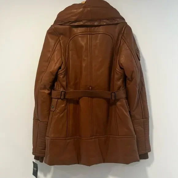 NWT Christian Reed Leather Long Aviator Jacket Medium - Picture 7 of 10